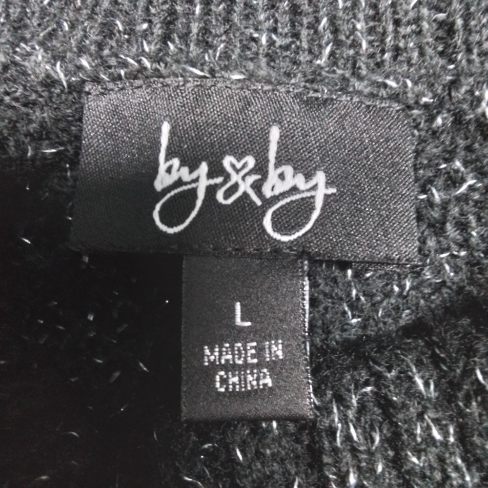 by & by black gray white cozy knit sweater with cowl collar ne - Picture 9 of 10